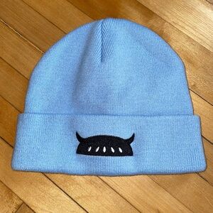Kinwamonster Knit Beanie Hat Light Blue Winter Art to Wear Unique Adult OS